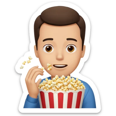 Make a guy eating popcorn in a dramatic conversion sticker