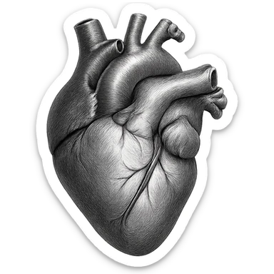 realistic digital art of a heart with a brushed steel finish, no background sticker