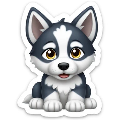 Husky puppy sitting sticker