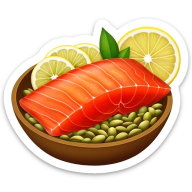 Cured red fish roe with slices and nuts sticker