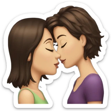 Short haired brunette girl kissing long haired brunette girl sticker