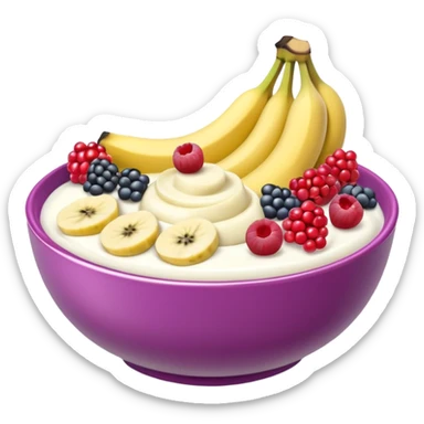 Yoghurt bowl with fruit sticker