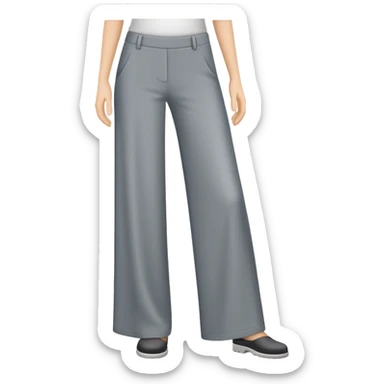 only gray wide leg pants, flat product photography, plain garment item isolated on white, no human elements, no limbs, just the pants sticker