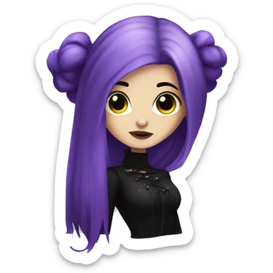 goth girl with dark purple hair sticker