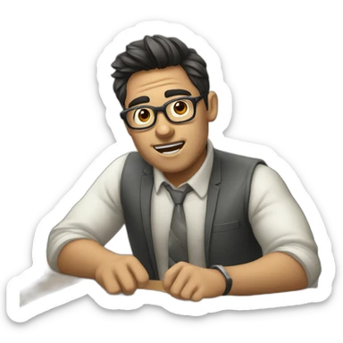 nerd escribiendo en un acomputadora sticker