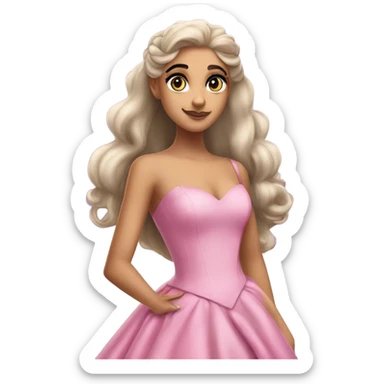 Realistic face Ariana Grande as Galinda from wicked wearing long flowing pink dress  sticker