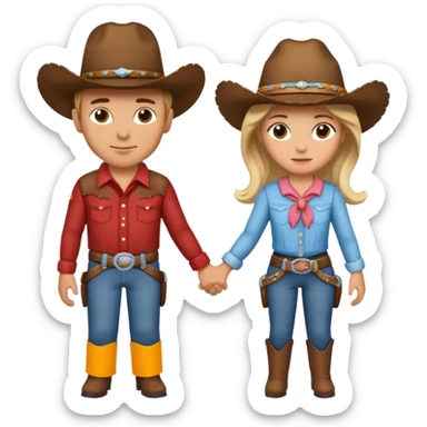 Cowboy and cowgirl holding hands sticker