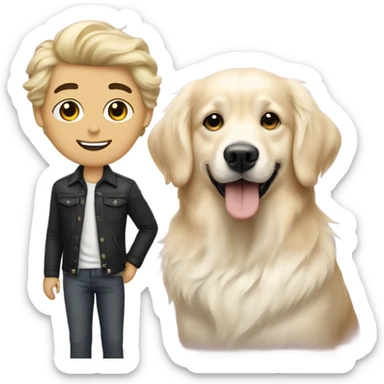 Jonas Brothers and English cream golden retriever  sticker
