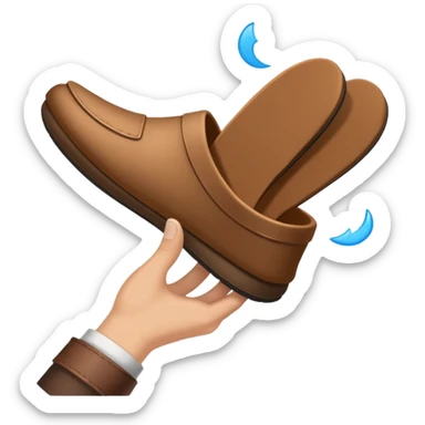 a hand throwing a slipper sticker