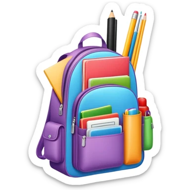 school bag open with neatly packed items inside, clear and inviting sticker