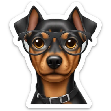 pinscher with colombian boy with silver glasses sticker