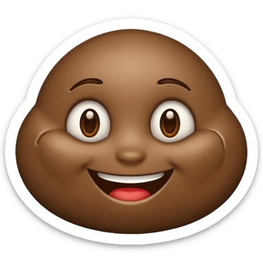 smiling brown mud emoji with a friendly smile, simple and glossy, in the style of iPhone (Apple) emojis sticker
