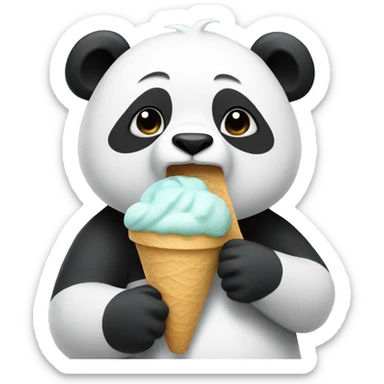 Panda eating ice cream sticker