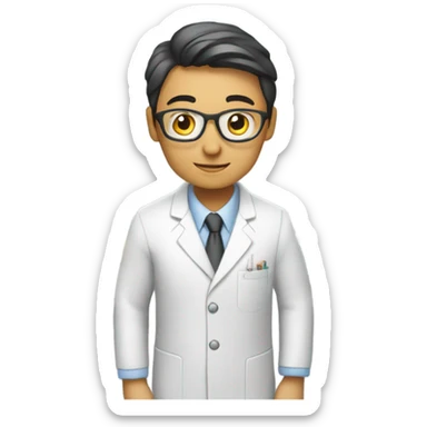 Asian Researcher with industrial achievement sticker