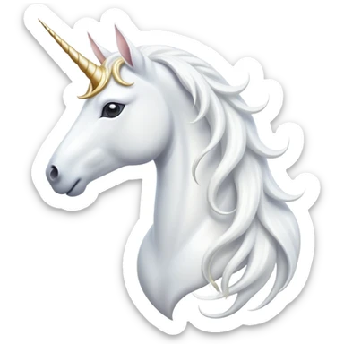 cinematic-beautiful-white-unicorn-emoji,-poised-and-regal,-with-a-slender,-ethereal-form-draped-in-a-pristine-white-color,-a-flowing-mane-and-tail,-and-a-white,-spiraled-horn-that-radiates-pure-light,-simplified-yet-sharp-and-majestic,  sticker