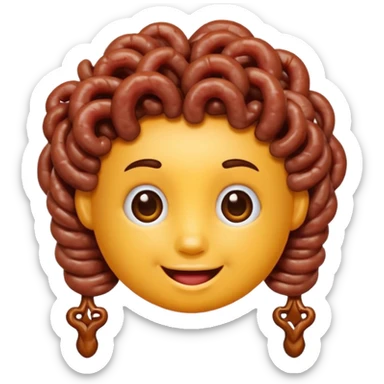 Una polpetta di carne con i capelli ricci scuri e una faccia sorridente  sticker