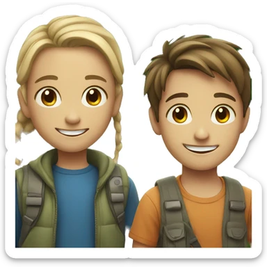 smiling girl and boy outdoors sticker