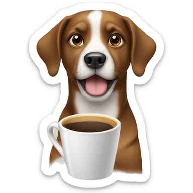 Dog with coffee sticker