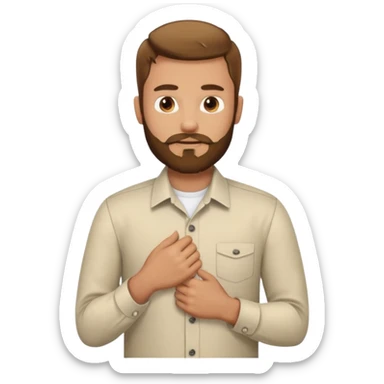 Man with beard change his shirt to his office work shirt sticker