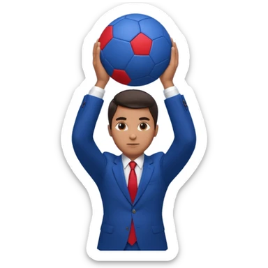 business man in a blue suit and red tie, carrying a huge dark blue ball above his head emoji sticker
