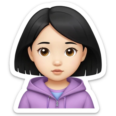 close up toddler girl face, Asian eyes, light skin, straight black hair sticker