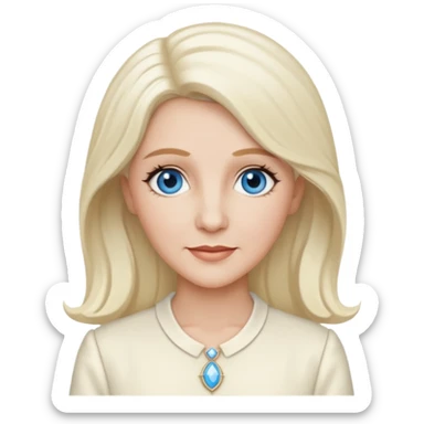 Patty Andrews from The Andrews Sisters with blue eyes, long platinum blonde hair, ivory outfit sticker