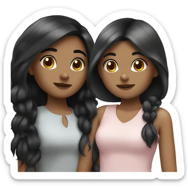 two girls with black hair and fair skin sticker