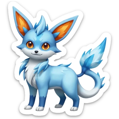 Glaceon-Fennekin-Vaporeon-Fakémon-hybrid-creature (full body)  sticker