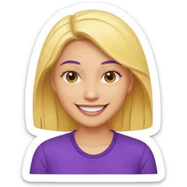 Yellow skin tone women in a purple shirt sticker