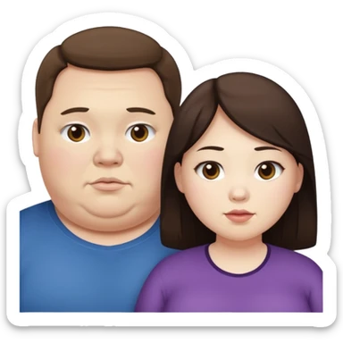 obese brunette white guy with obese brunette asian girl sticker