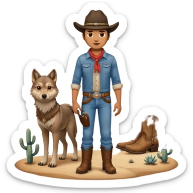 wolf and cowboys sticker