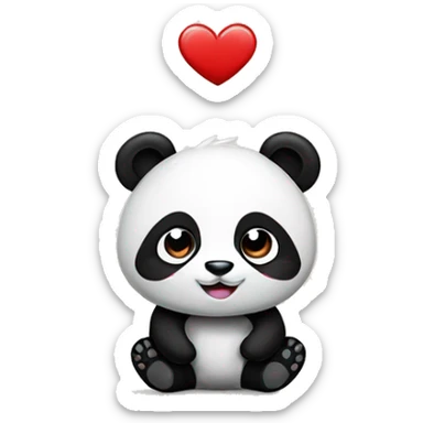 Panda con corazón negro sticker