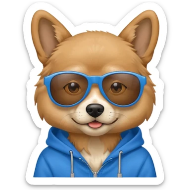 Dog wearing hoodie with sunglasses  sticker