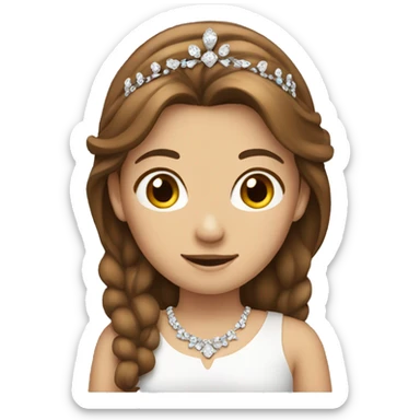 Girl with brown hair tiara emoji sticker