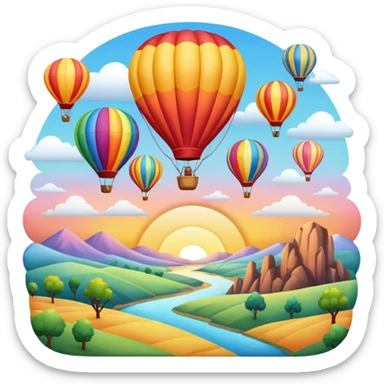 sunrise landscape with hot air balloons sticker