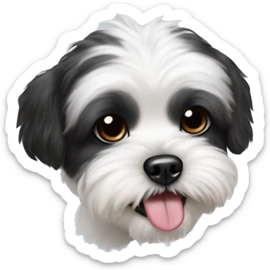Mostly Black and white around the nose Shih Tzu bichon mix with tongue out and winking sticker