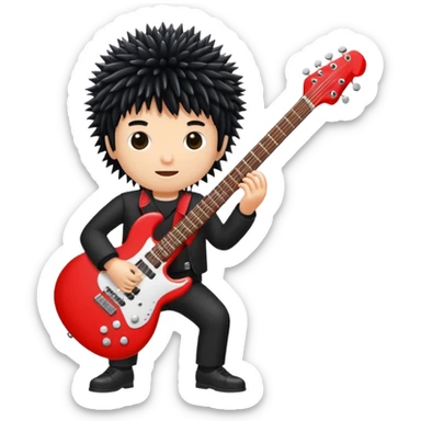 playing red electric guitar cute black sea urchin sticker