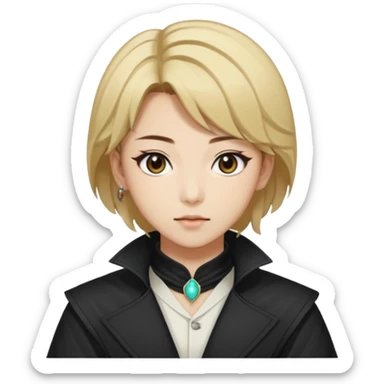 Rumi from K-pop demon hunters brown and blonde hair sticker