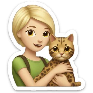Blonde with short hair and a tortoise shell cat sticker