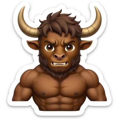 An emoji of a Cretan Minotaur. It has the body of a man and the head of a bull. sticker