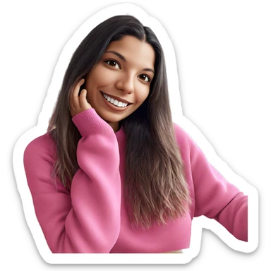 smiling girls in pink sweaters sticker