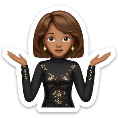 Whitney Houston with brown hair, black sequin long sleeve dress sticker