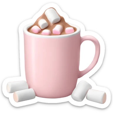 Light Pink mug of hot chocolate with marshmallows  sticker