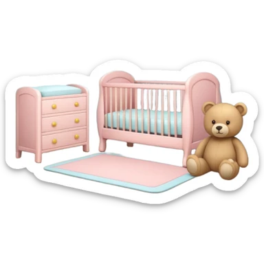 Cozy baby room with crib and teddy bear sticker
