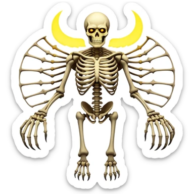 Eren Jeager's Founder Titan, skeletal giant with ribs showing, glowing eyes sticker