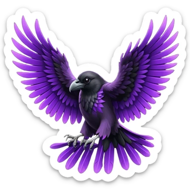 Black  and purple realistic Raven wings, wings only sticker