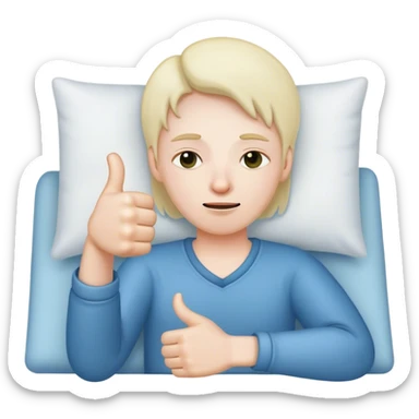 Completely sleep deprived face with the thumbs up sticker