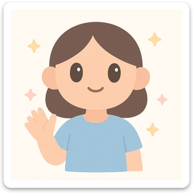 3D face of an activist girl waving her hand in a blue T-shirt sticker