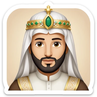 Mohammed bin Salman, Saudi Arabian crown prince, in traditional Saudi attire with white headdress sticker