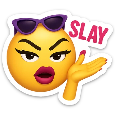 slay emoji, trendy and fierce, no background sticker